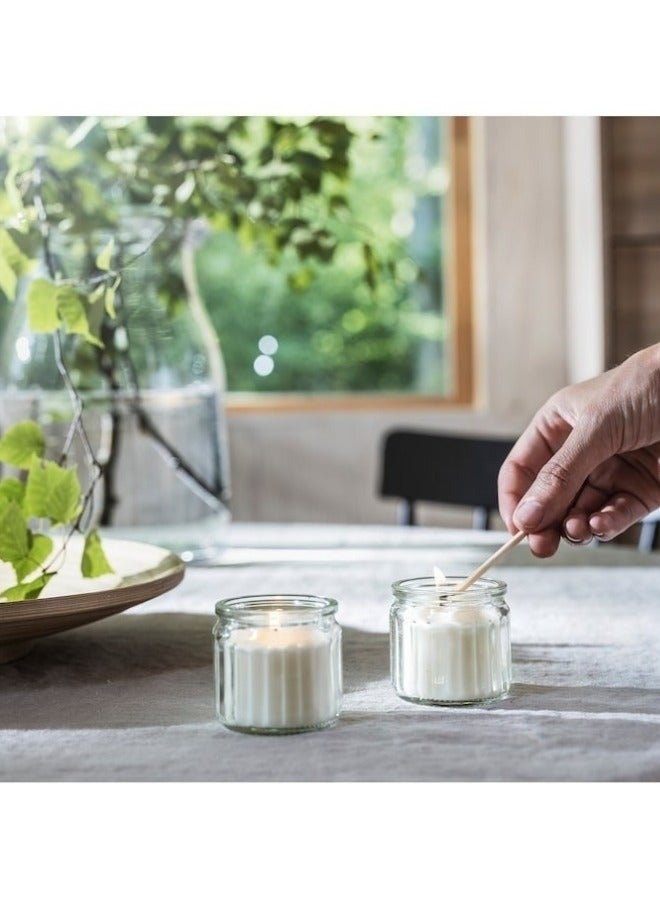 أيكيا شمعة معطرة برائحة الفانيليا الدافئة في وعاء زجاجي - شمعة ديكور بلون بيج دافئ لإضفاء جو مريح على المنزل، وهدية مثالية. - Image 5